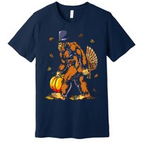 Bigfoot Pilgrim Turkey Pumpkin Thanksgiving Day Boys Premium T-Shirt