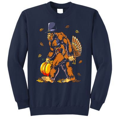 Bigfoot Pilgrim Turkey Pumpkin Thanksgiving Day Boys Tall Sweatshirt