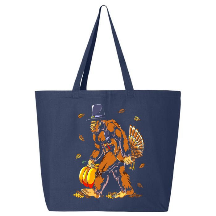 Bigfoot Pilgrim Turkey Pumpkin Thanksgiving Day Boys 25L Jumbo Tote