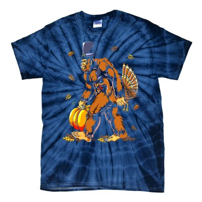 Bigfoot Pilgrim Turkey Pumpkin Thanksgiving Day Boys Tie-Dye T-Shirt