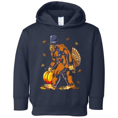 Bigfoot Pilgrim Turkey Pumpkin Thanksgiving Day Boys Toddler Hoodie