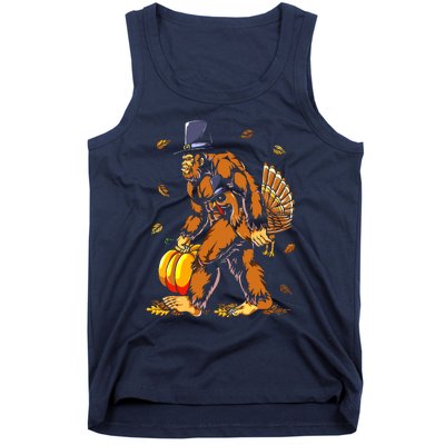 Bigfoot Pilgrim Turkey Pumpkin Thanksgiving Day Boys Tank Top