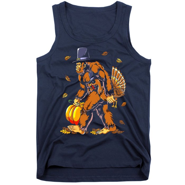 Bigfoot Pilgrim Turkey Pumpkin Thanksgiving Day Boys Tank Top