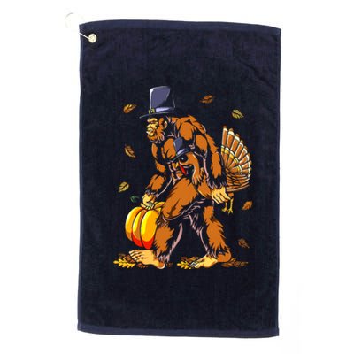 Bigfoot Pilgrim Turkey Pumpkin Thanksgiving Day Boys Platinum Collection Golf Towel