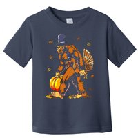 Bigfoot Pilgrim Turkey Pumpkin Thanksgiving Day Boys Toddler T-Shirt