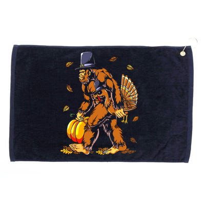 Bigfoot Pilgrim Turkey Pumpkin Thanksgiving Day Boys Grommeted Golf Towel