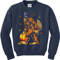 Bigfoot Pilgrim Turkey Pumpkin Thanksgiving Day Boys Kids Sweatshirt