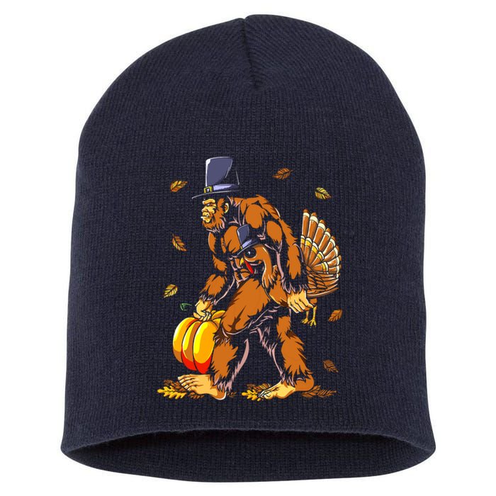 Bigfoot Pilgrim Turkey Pumpkin Thanksgiving Day Boys Short Acrylic Beanie