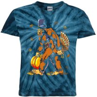 Bigfoot Pilgrim Turkey Pumpkin Thanksgiving Day Boys Kids Tie-Dye T-Shirt