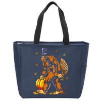 Bigfoot Pilgrim Turkey Pumpkin Thanksgiving Day Boys Zip Tote Bag