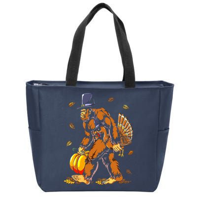 Bigfoot Pilgrim Turkey Pumpkin Thanksgiving Day Boys Zip Tote Bag