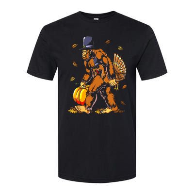 Bigfoot Pilgrim Turkey Pumpkin Thanksgiving Day Boys Softstyle CVC T-Shirt