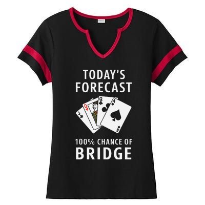 Bridge Player TodayS Forecast 100 Chance Of Bridge Ladies Halftime Notch Neck Tee