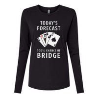 Bridge Player TodayS Forecast 100 Chance Of Bridge Womens Cotton Relaxed Long Sleeve T-Shirt