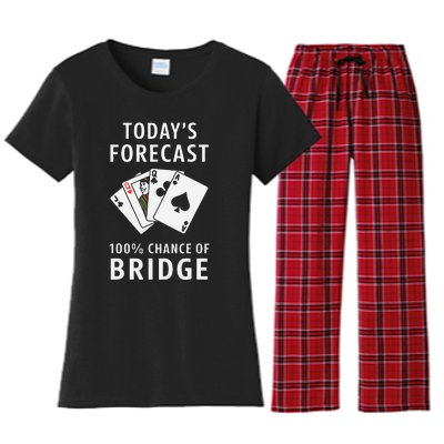 Bridge Player TodayS Forecast 100 Chance Of Bridge Women's Flannel Pajama Set