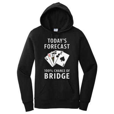 Bridge Player TodayS Forecast 100 Chance Of Bridge Women's Pullover Hoodie