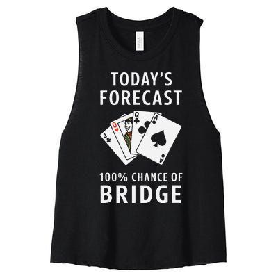 Bridge Player TodayS Forecast 100 Chance Of Bridge Women's Racerback Cropped Tank