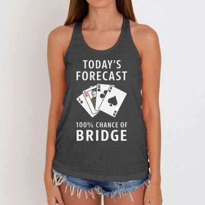 Bridge Player TodayS Forecast 100 Chance Of Bridge Women's Knotted Racerback Tank