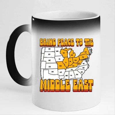 Bring Peace To The Middle East Usa Map 11oz Black Color Changing Mug