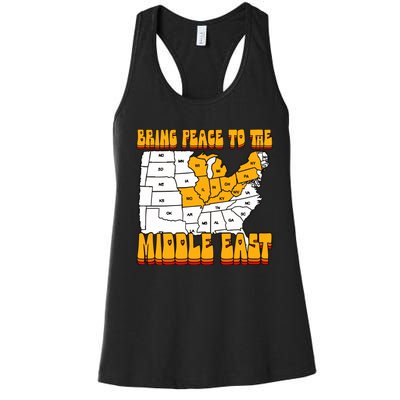 Bring Peace To The Middle East Usa Map Women's Racerback Tank