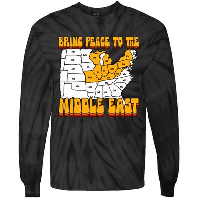 Bring Peace To The Middle East Usa Map Tie-Dye Long Sleeve Shirt