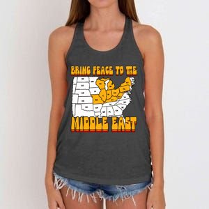 Bring Peace To The Middle East Usa Map Women's Knotted Racerback Tank