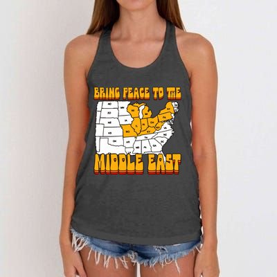 Bring Peace To The Middle East Usa Map Women's Knotted Racerback Tank