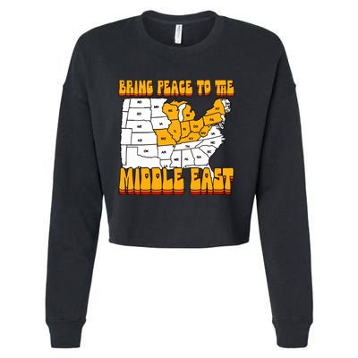 Bring Peace To The Middle East Usa Map Cropped Pullover Crew