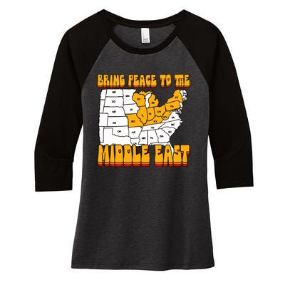 Bring Peace To The Middle East Usa Map Women's Tri-Blend 3/4-Sleeve Raglan Shirt