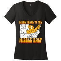 Bring Peace To The Middle East Usa Map Women's V-Neck T-Shirt