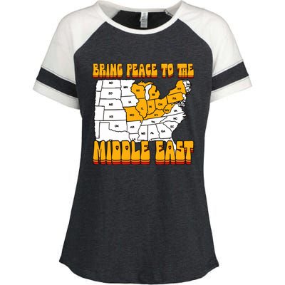 Bring Peace To The Middle East Usa Map Enza Ladies Jersey Colorblock Tee