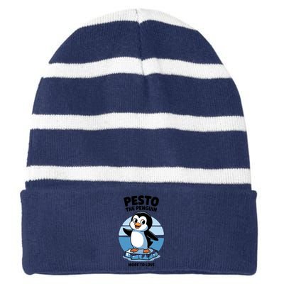 Baby Pesto The Penguin More To Love Absolute Unit Viral Meme Striped Beanie with Solid Band