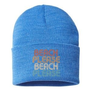 Beach Please Travel Summer Vacation Cute Gift Sustainable Knit Beanie