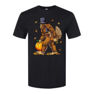 Bigfoot Pilgrim Turkey Pumpkin Thanksgiving Day Softstyle CVC T-Shirt