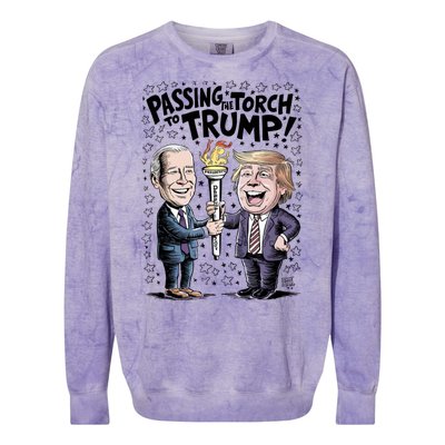 Biden Passing The Torch To Trump Colorblast Crewneck Sweatshirt