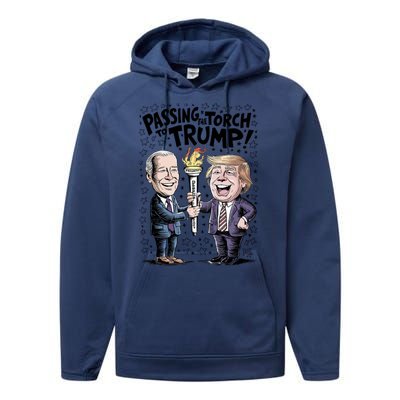 Biden Passing The Torch To Trump Performance Fleece Hoodie