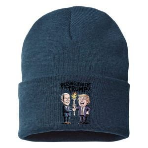 Biden Passing The Torch To Trump Sustainable Knit Beanie