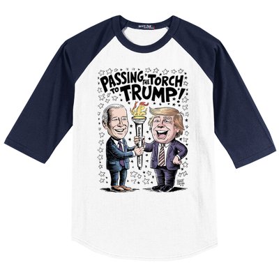 Biden Passing The Torch To Trump Baseball Sleeve Shirt