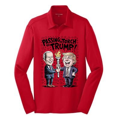 Biden Passing The Torch To Trump Silk Touch Performance Long Sleeve Polo