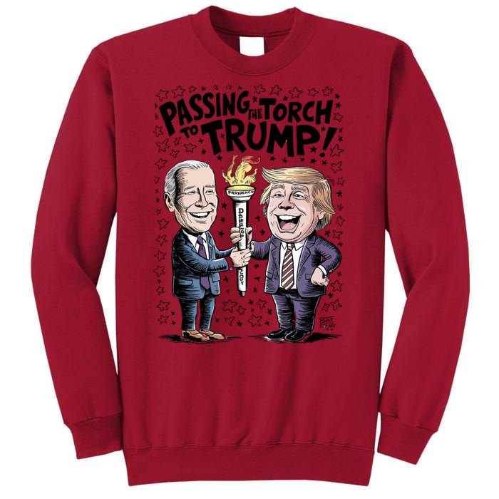 Biden Passing The Torch To Trump Tall Sweatshirt