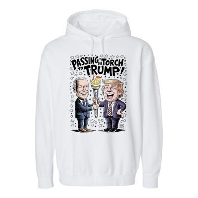 Biden Passing The Torch To Trump Garment-Dyed Fleece Hoodie