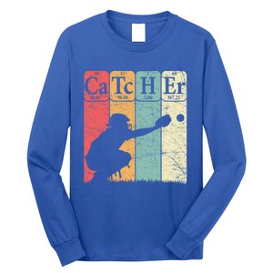 Baseball Periodic Table Elets Nerd Baseball Catcher Retro Gift Long Sleeve Shirt