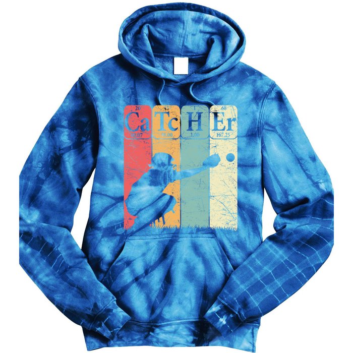 Baseball Periodic Table Elets Nerd Baseball Catcher Retro Gift Tie Dye Hoodie