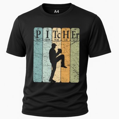 Baseball Periodic Table Elets Nerd Baseball Pitcher Retro Gift Cooling Performance Crew T-Shirt