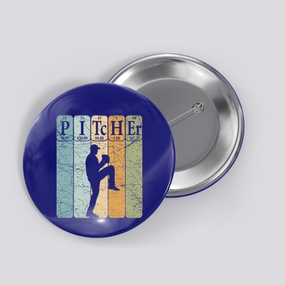 Baseball Periodic Table Elets Nerd Baseball Pitcher Retro Gift Button