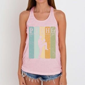 Baseball Periodic Table Elets Nerd Baseball Pitcher Retro Gift Women's Knotted Racerback Tank