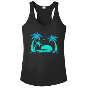 Beach Palm Tree Tropical Sunset Silhouette Sunny Lover Trip Ladies PosiCharge Competitor Racerback Tank