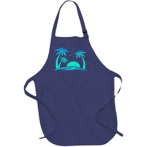 Beach Palm Tree Tropical Sunset Silhouette Sunny Lover Trip Full-Length Apron With Pockets