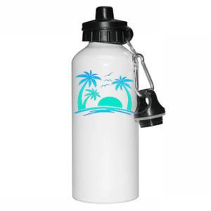 Beach Palm Tree Tropical Sunset Silhouette Sunny Lover Trip Aluminum Water Bottle