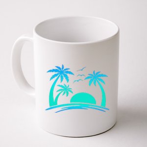 Beach Palm Tree Tropical Sunset Silhouette Sunny Lover Trip Coffee Mug